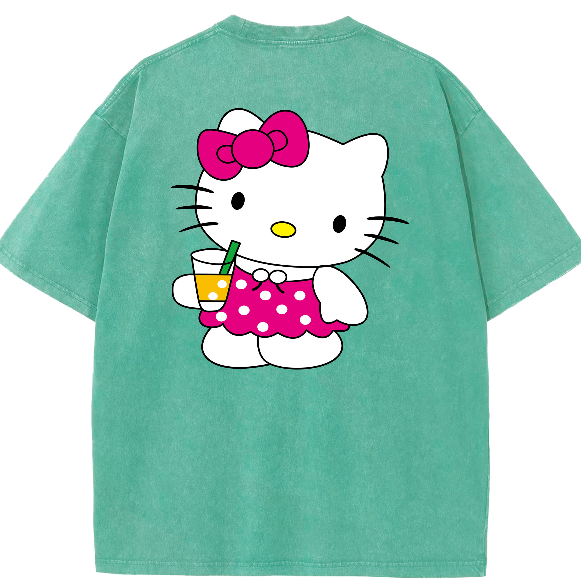 （画像用） Hello Kitty ハローキティ 綿100% ヴィンテージ風 半袖Tシャツ（背面プリント）
